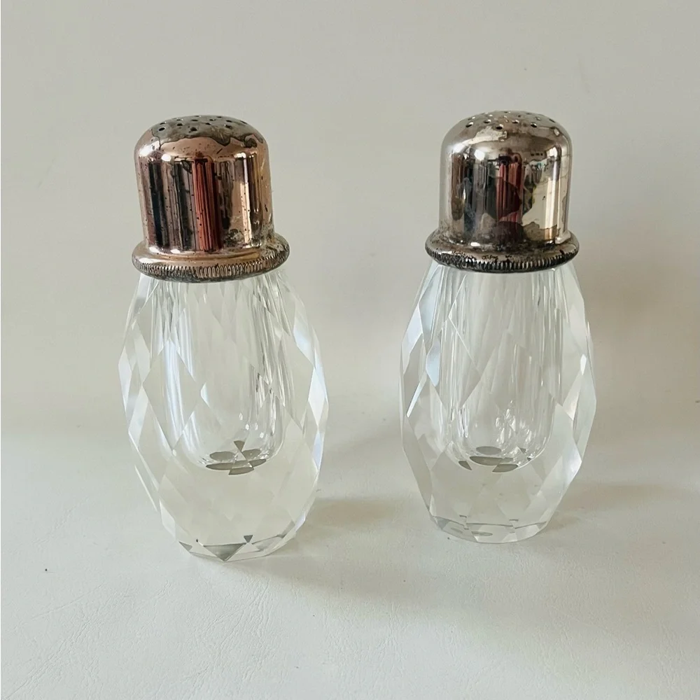 Vintage Hand Patient Milk Glass Pink Floral Glass Salt and Pepper Shakers Set